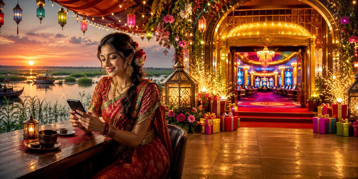 টাঙ্গুয়ার হাওরের পাশে ঈদের উৎসবে মোবাইলে dk888 জ্যাকপট উপভোগ করছেন একজন ব্যবহারকারী